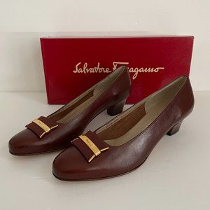 SALVATORE FERRAGAMO Novoli Pump, Dark Brown, 2.0” Heel, Size 7.5 B